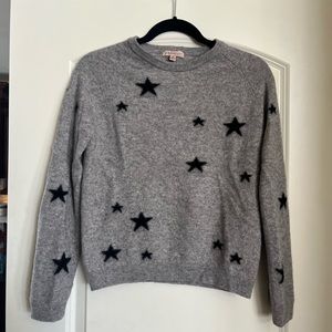 Designer Philosophy 100% Cashmere Gray Sweater w/ Black Stars